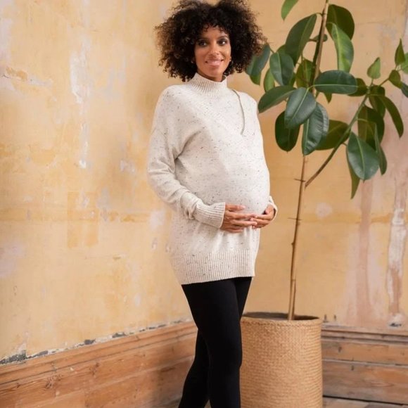 Layered Cotton Blend Maternity & Nursing Sweater - Picture 2 of 5